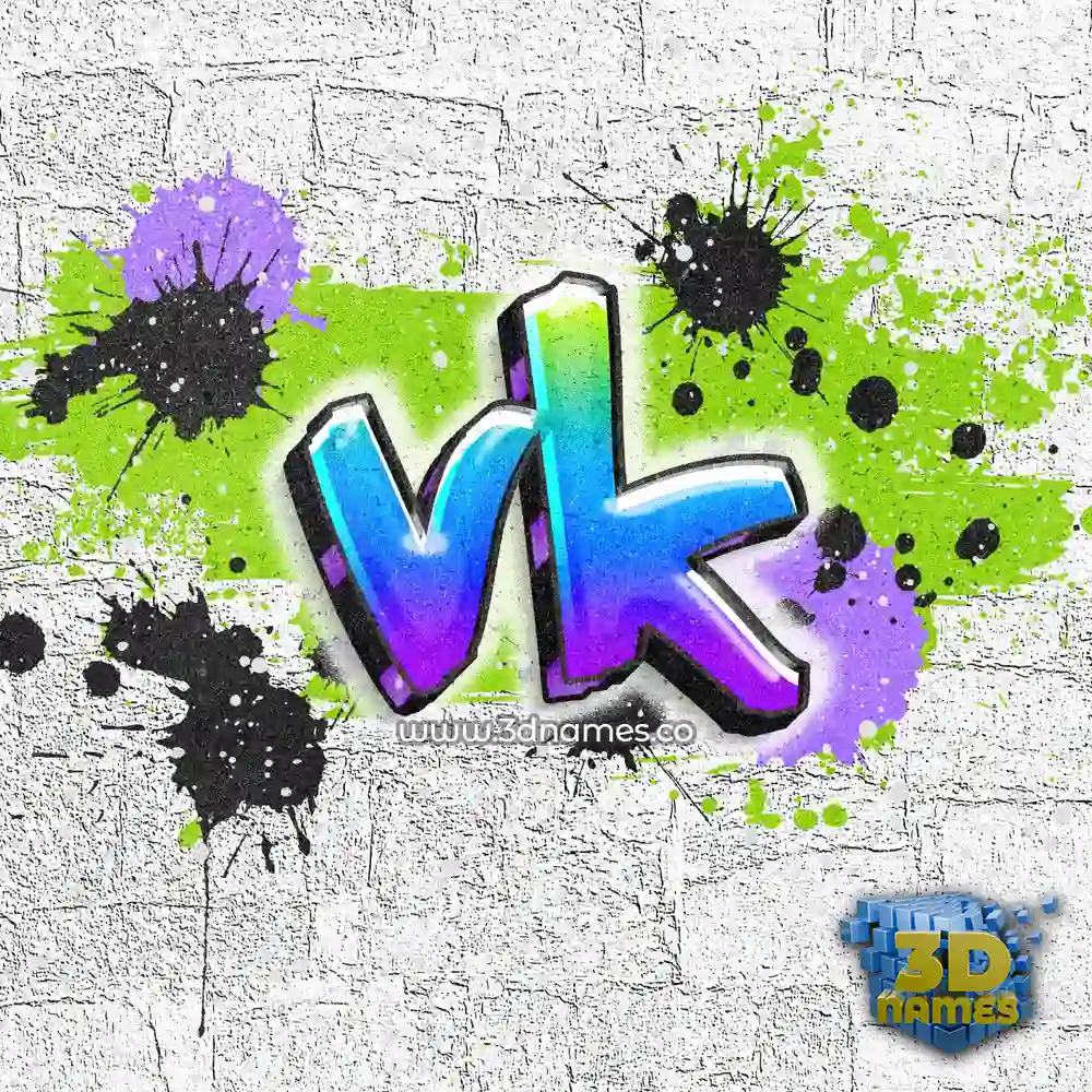 vk in Graffiti Grunge style - 3D name wallpaper