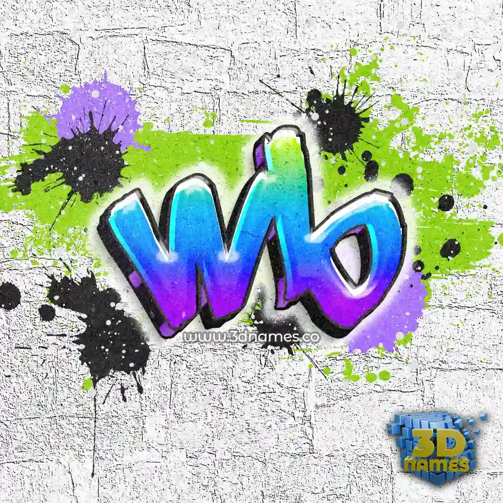 wb in Graffiti Grunge style - 3D name wallpaper