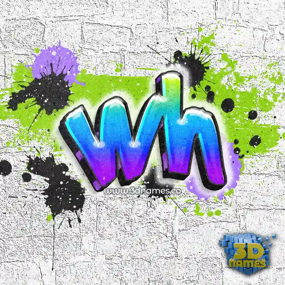 wh in Graffiti Grunge style - 3D name wallpaper