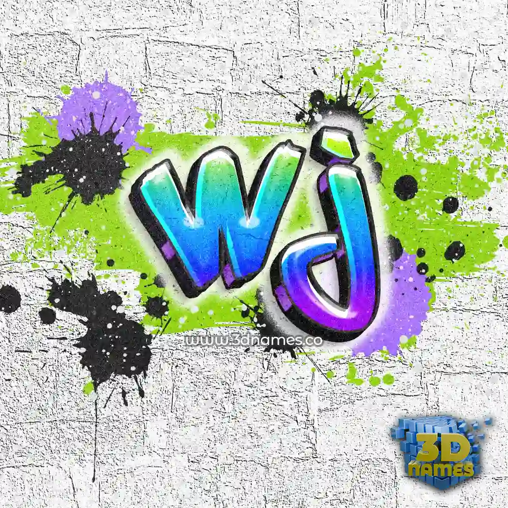 wj in Graffiti Grunge style - 3D name wallpaper