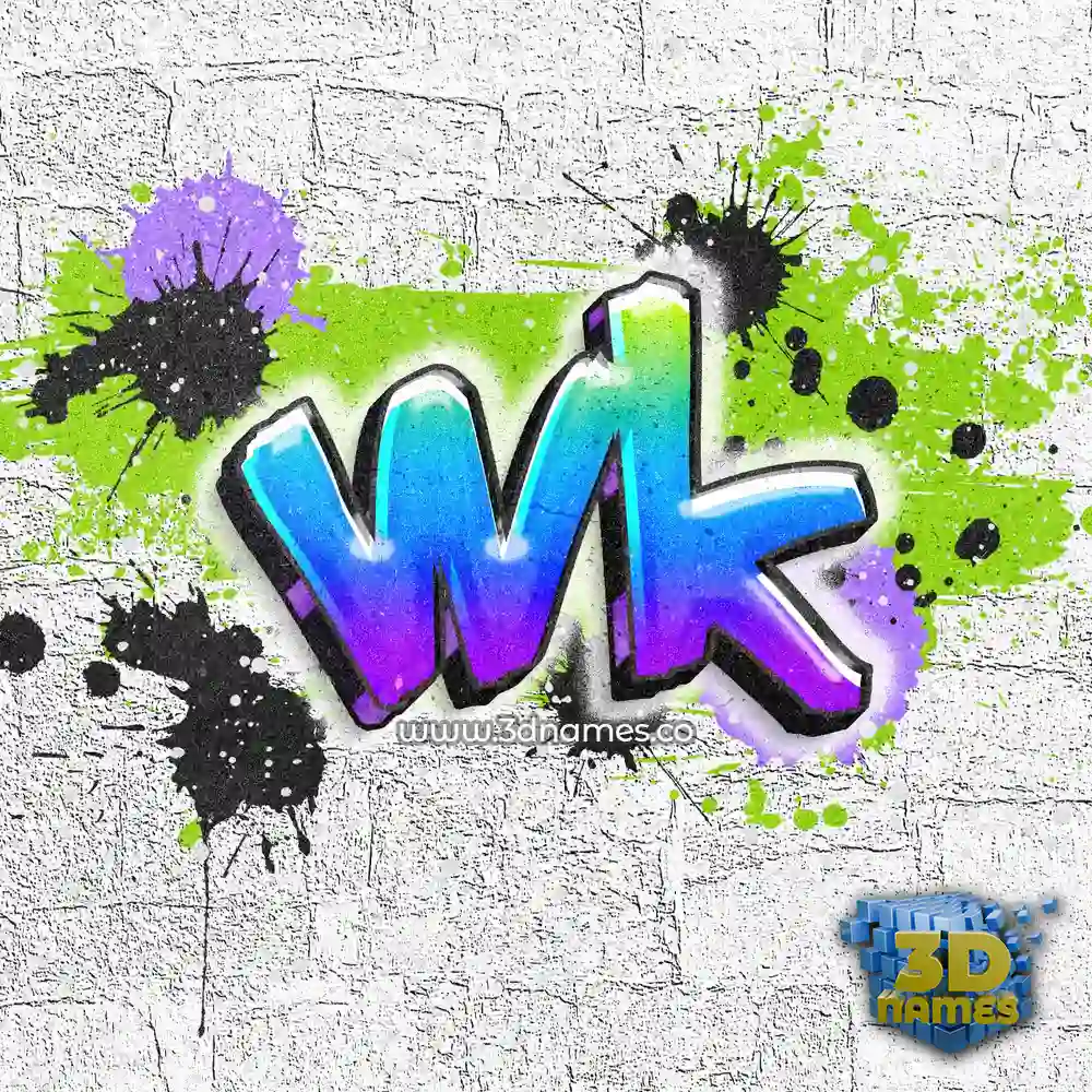 wk in Graffiti Grunge style - 3D name wallpaper