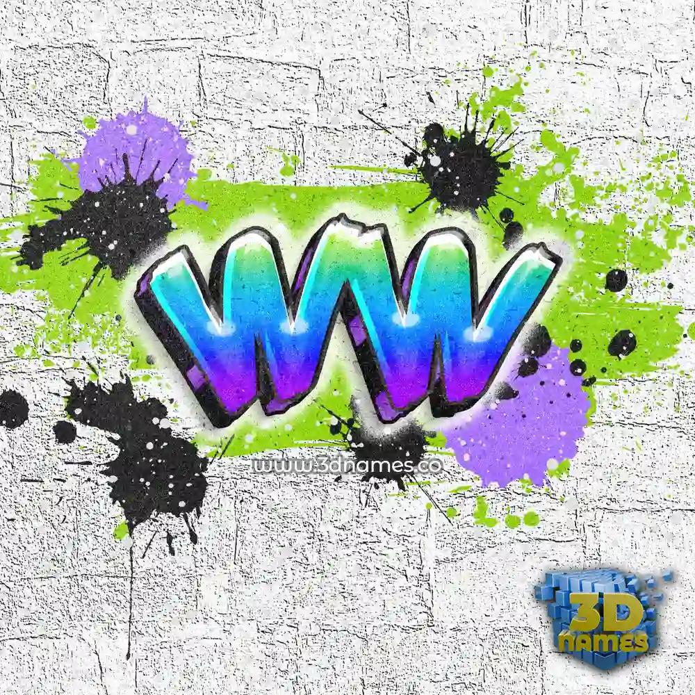 ww in Graffiti Grunge style - 3D name wallpaper