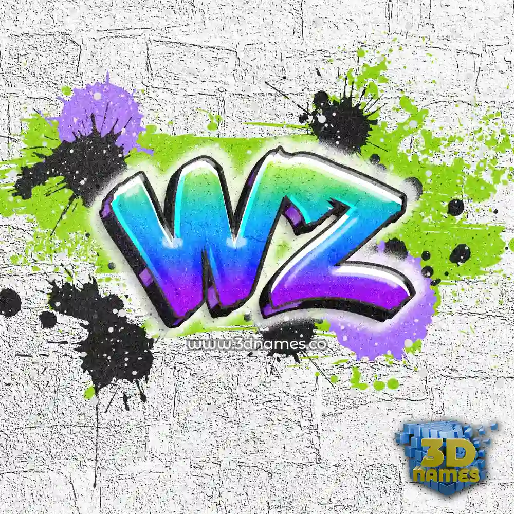 wz in Graffiti Grunge style - 3D name wallpaper