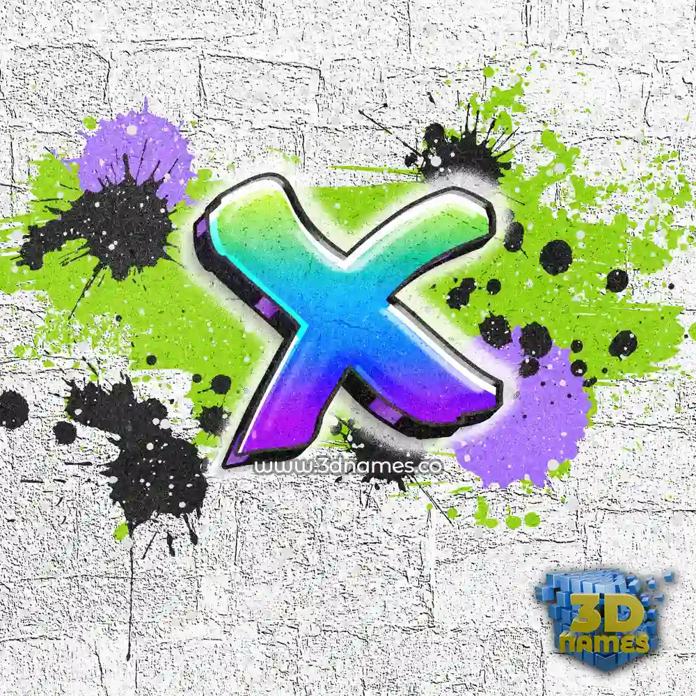 x in Graffiti Grunge style - 3D name wallpaper