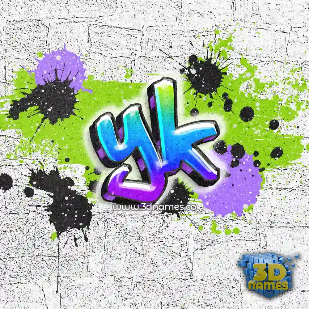 yk in Graffiti Grunge style - 3D name wallpaper