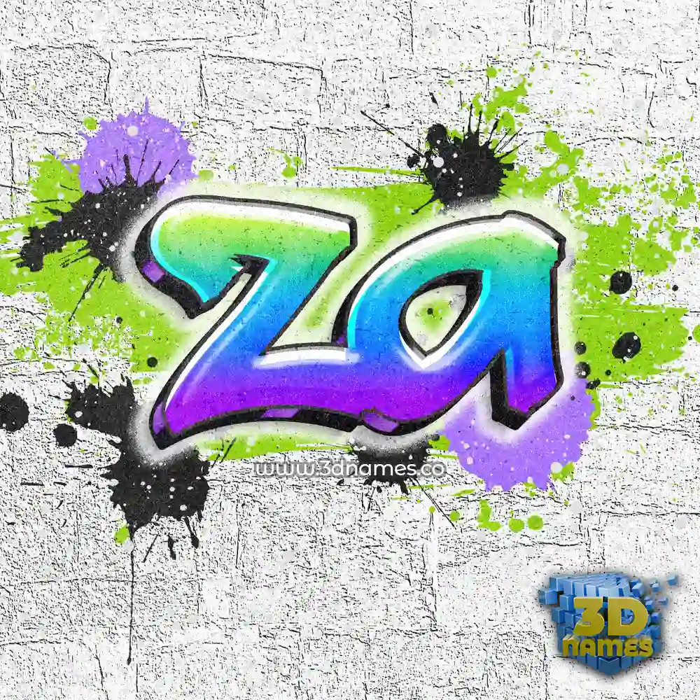 za in Graffiti Grunge style - 3D name wallpaper