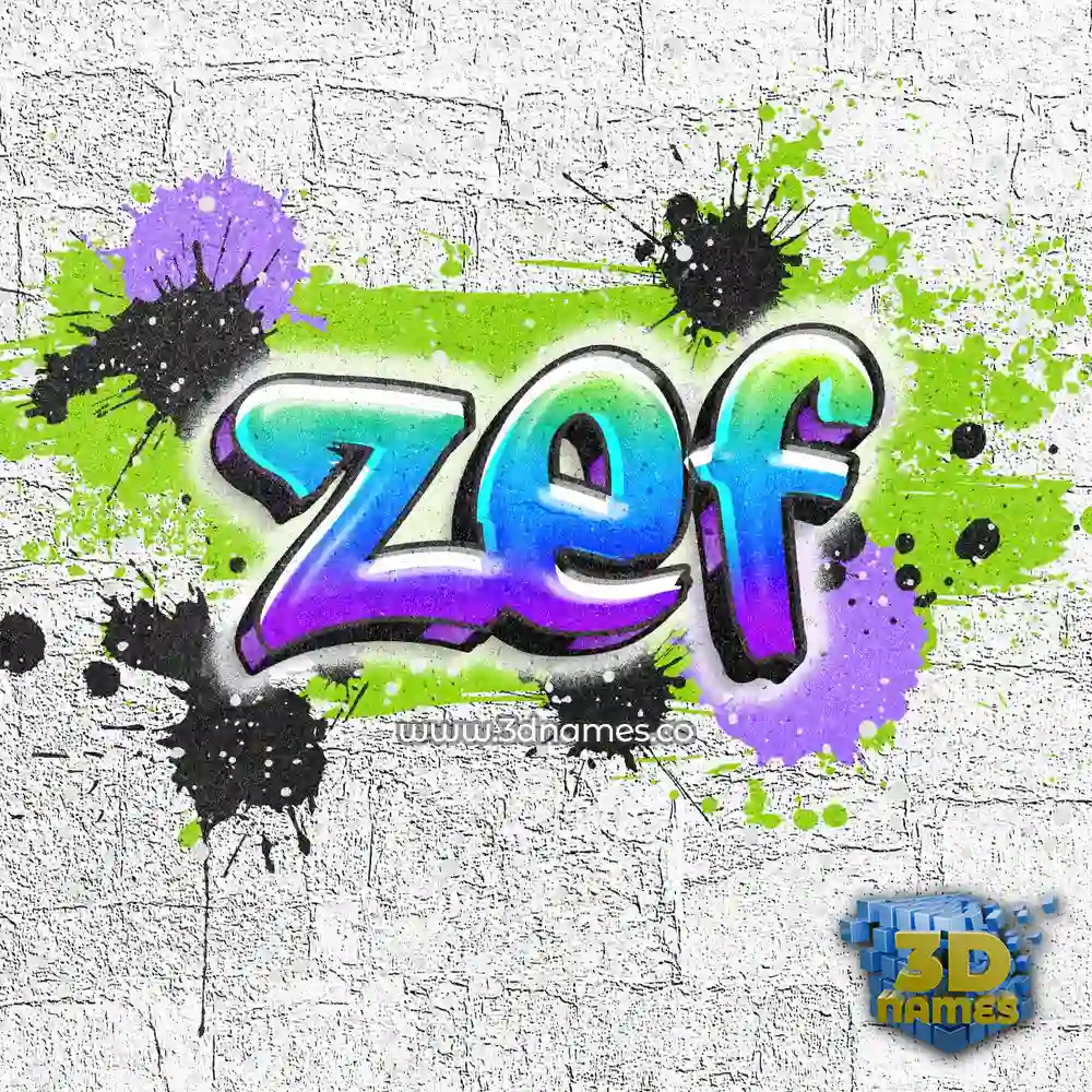 zef in Graffiti Grunge style - 3D name wallpaper