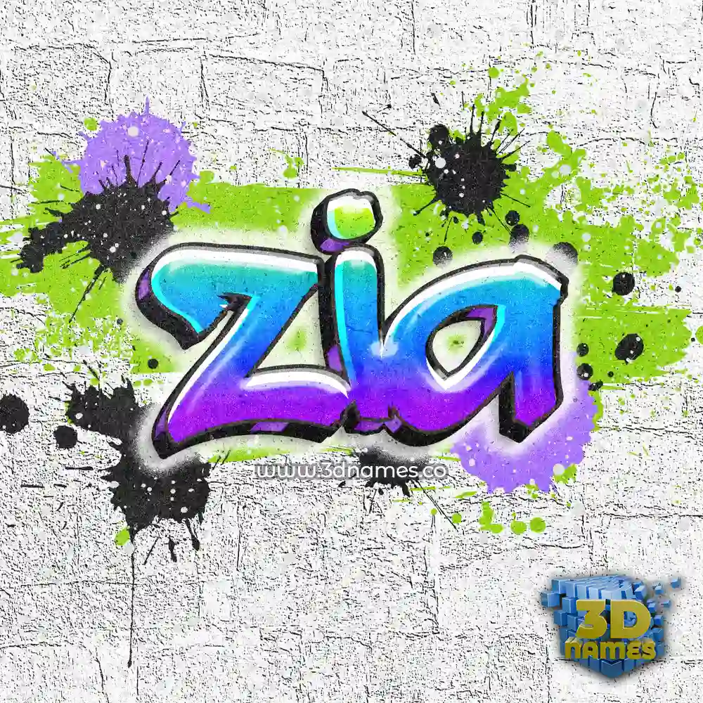 zia in Graffiti Grunge style - 3D name wallpaper