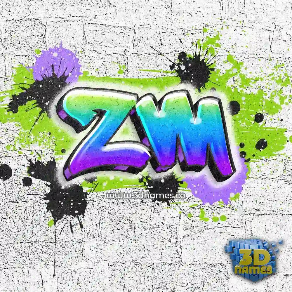 zm in Graffiti Grunge style - 3D name wallpaper