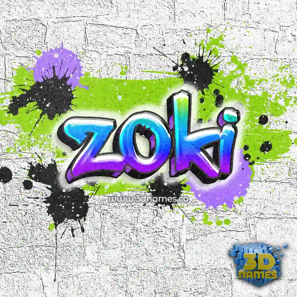 zoki in Graffiti Grunge style - 3D name wallpaper