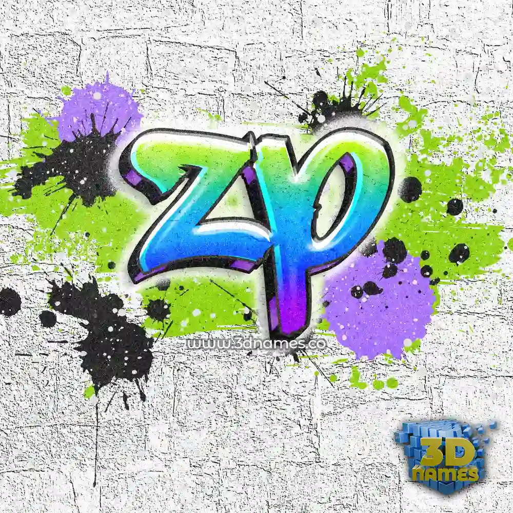 zp in Graffiti Grunge style - 3D name wallpaper