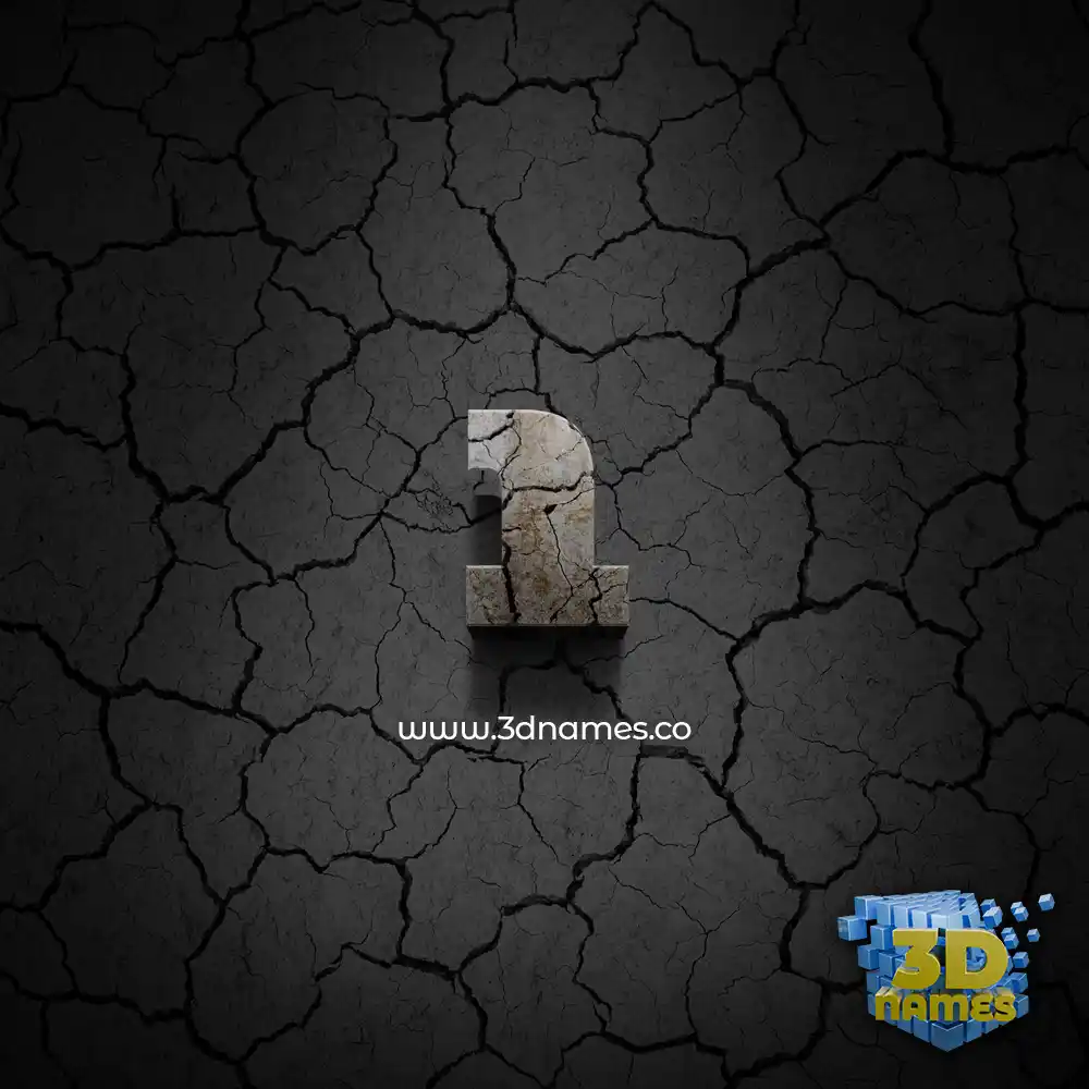1 in Cracked Stone style - 3D name wallpaper