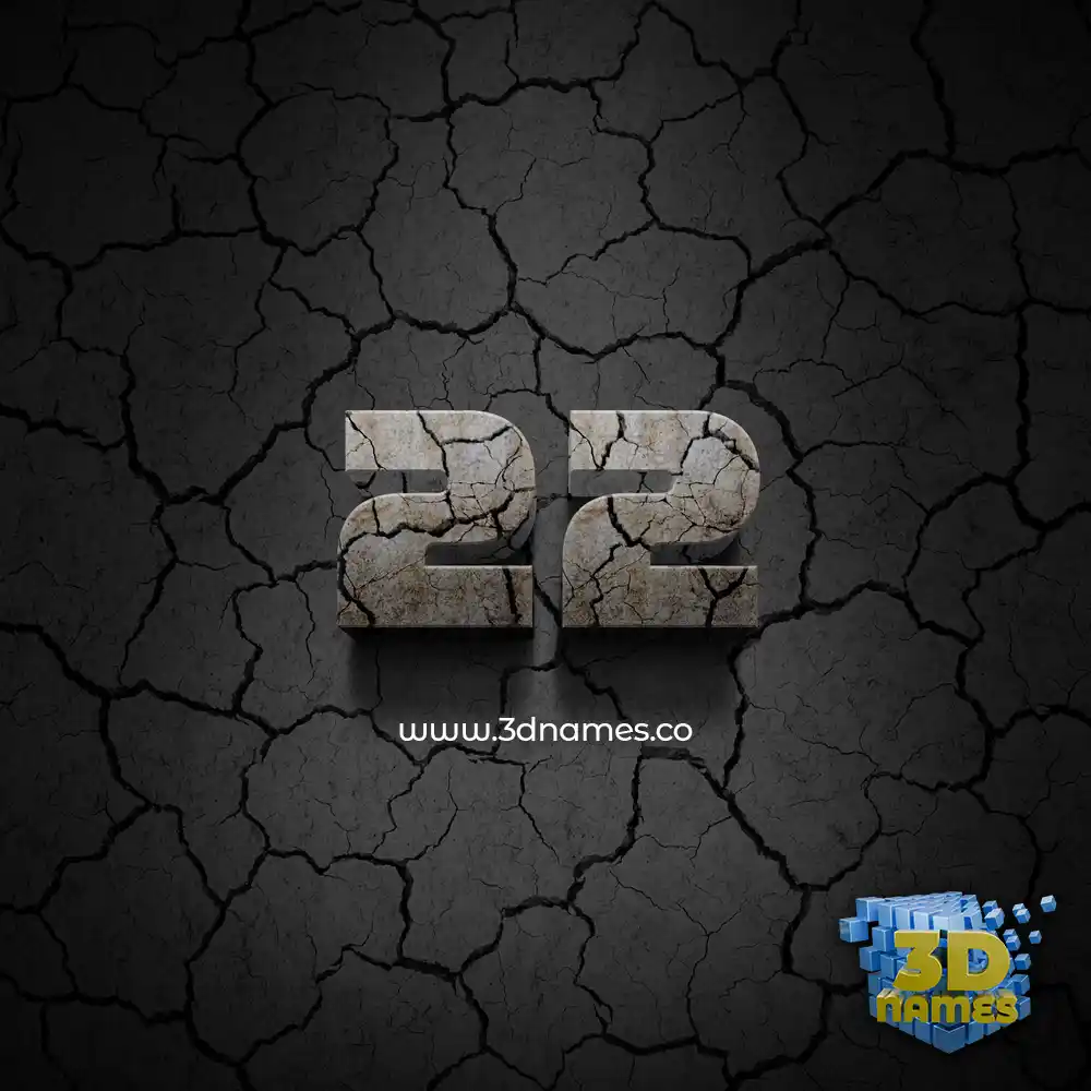 22 in Cracked Stone style - 3D name wallpaper