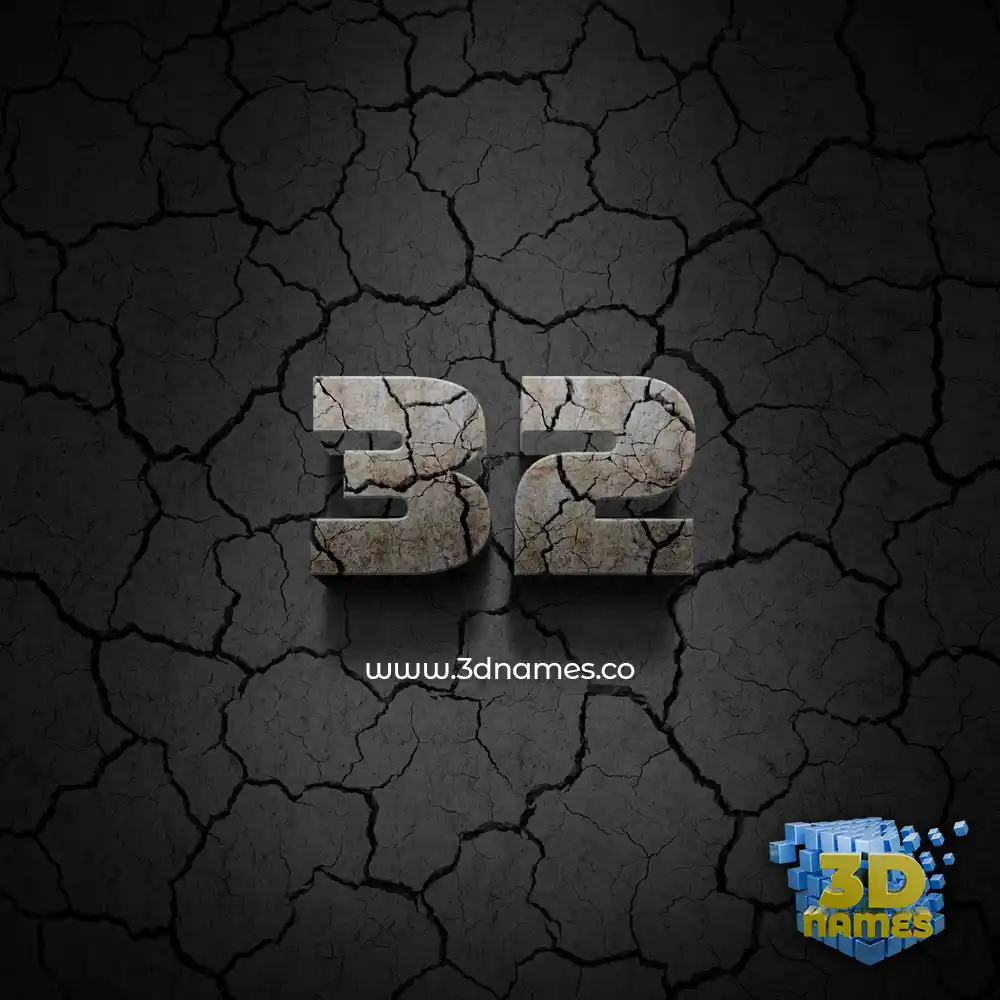 32 in Cracked Stone style - 3D name wallpaper