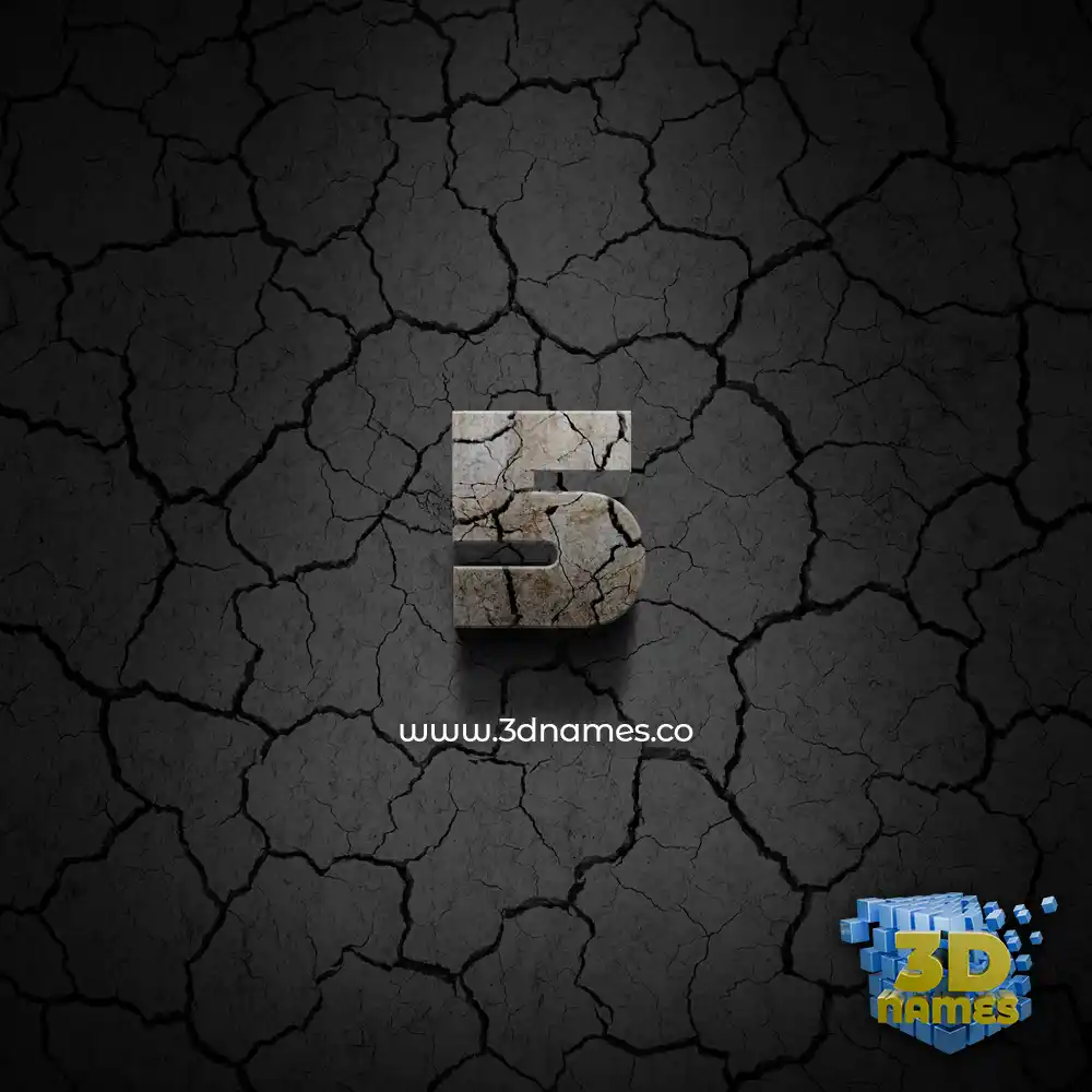 5 in Cracked Stone style - 3D name wallpaper