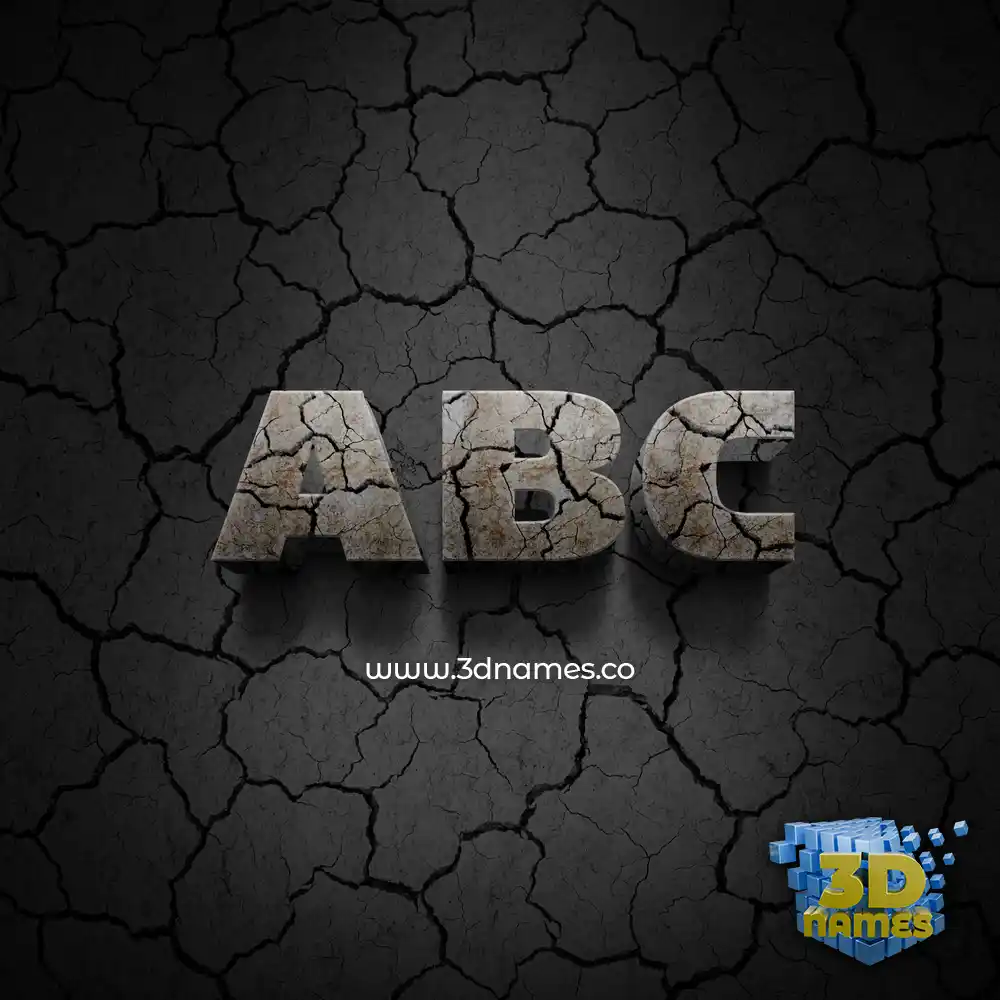 abc in Cracked Stone style - 3D name wallpaper