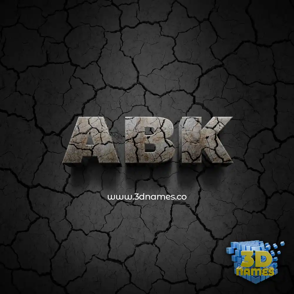 abk in Cracked Stone style - 3D name wallpaper