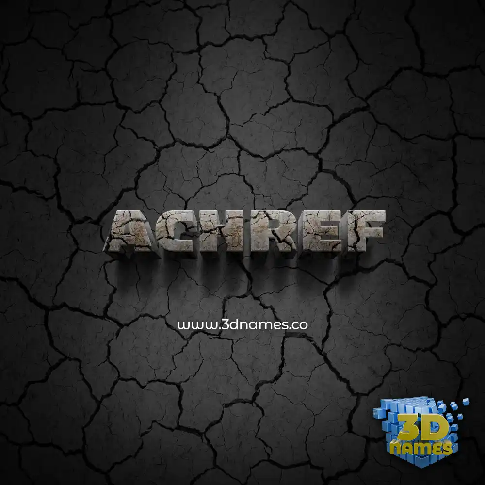 achref in Cracked Stone style - 3D name wallpaper