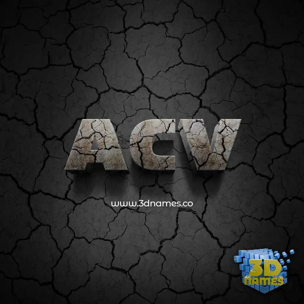 acv in Cracked Stone style - 3D name wallpaper