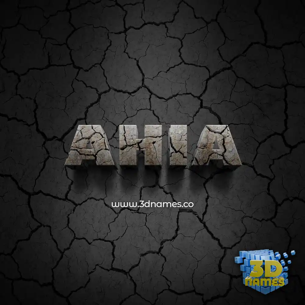 ahia in Cracked Stone style - 3D name wallpaper