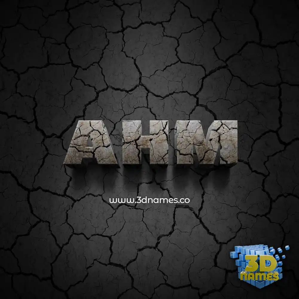 ahm in Cracked Stone style - 3D name wallpaper