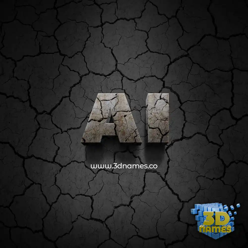 ai in Cracked Stone style - 3D name wallpaper
