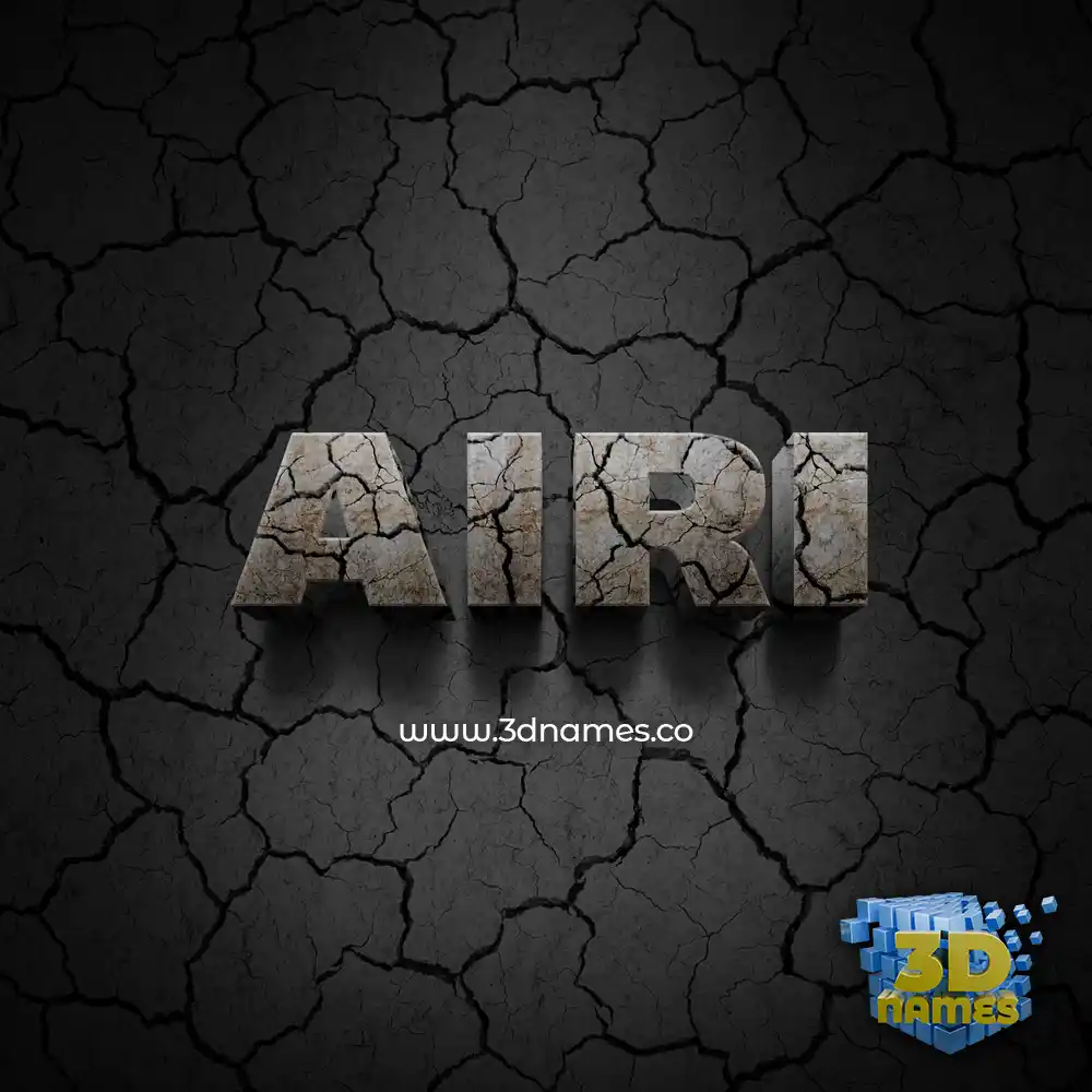 airi in Cracked Stone style - 3D name wallpaper