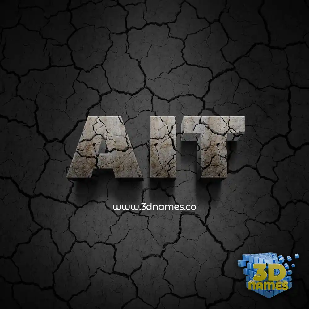 ait in Cracked Stone style - 3D name wallpaper