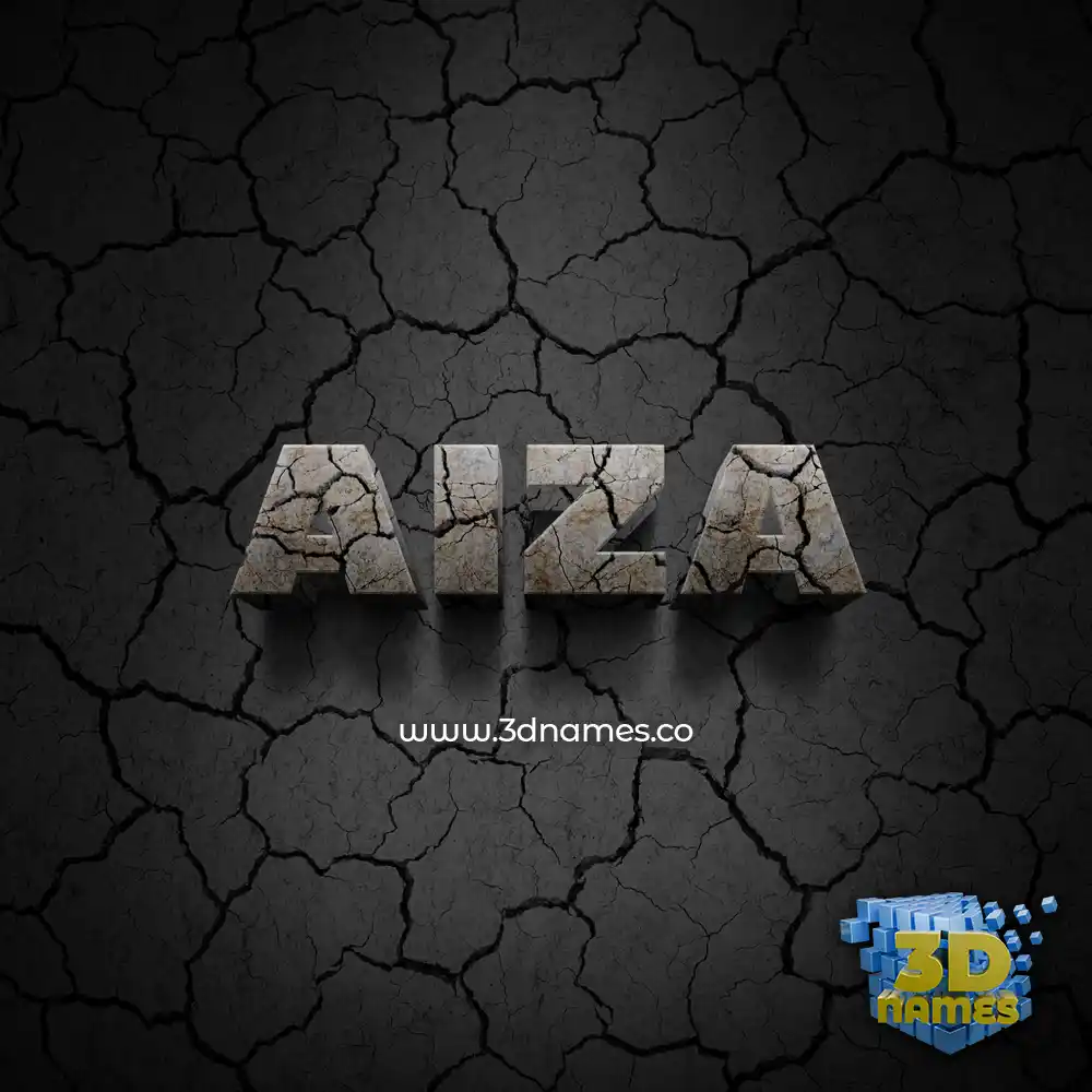 aiza in Cracked Stone style - 3D name wallpaper