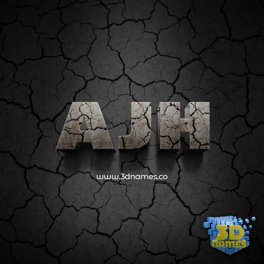 ajh in Cracked Stone style - 3D name wallpaper