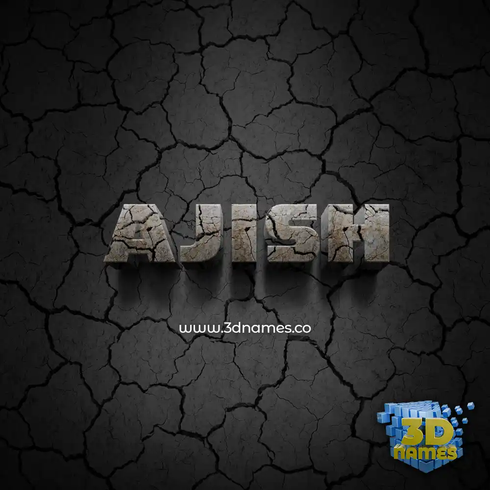 ajish in Cracked Stone style - 3D name wallpaper