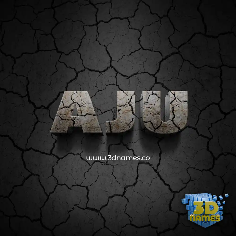 aju in Cracked Stone style - 3D name wallpaper