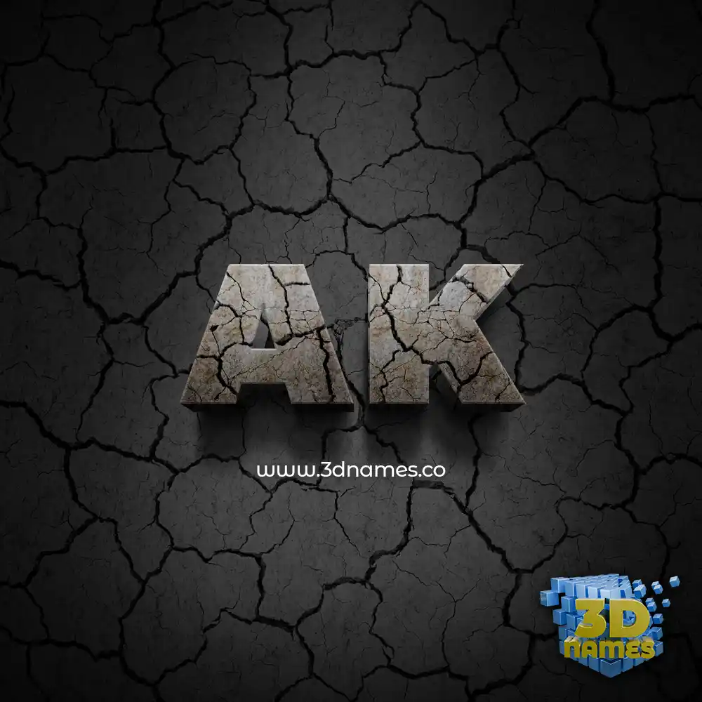ak in Cracked Stone style - 3D name wallpaper
