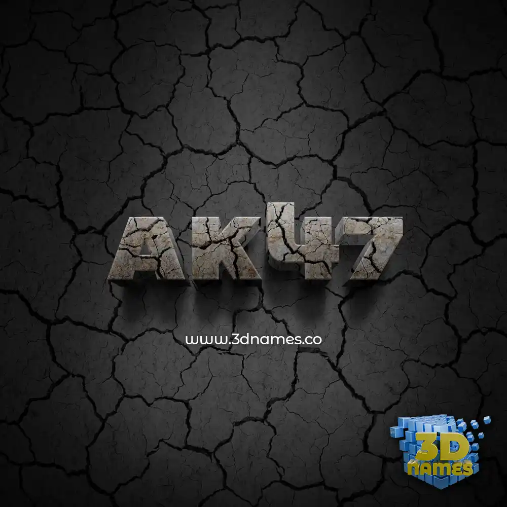 ak47 in Cracked Stone style - 3D name wallpaper