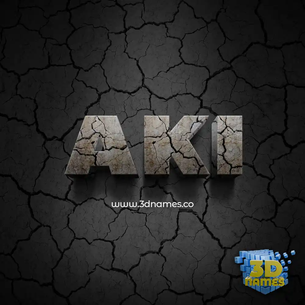 aki in Cracked Stone style - 3D name wallpaper