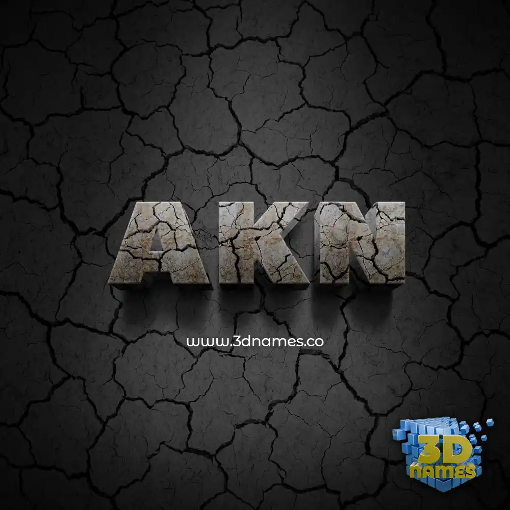 akn in Cracked Stone style - 3D name wallpaper