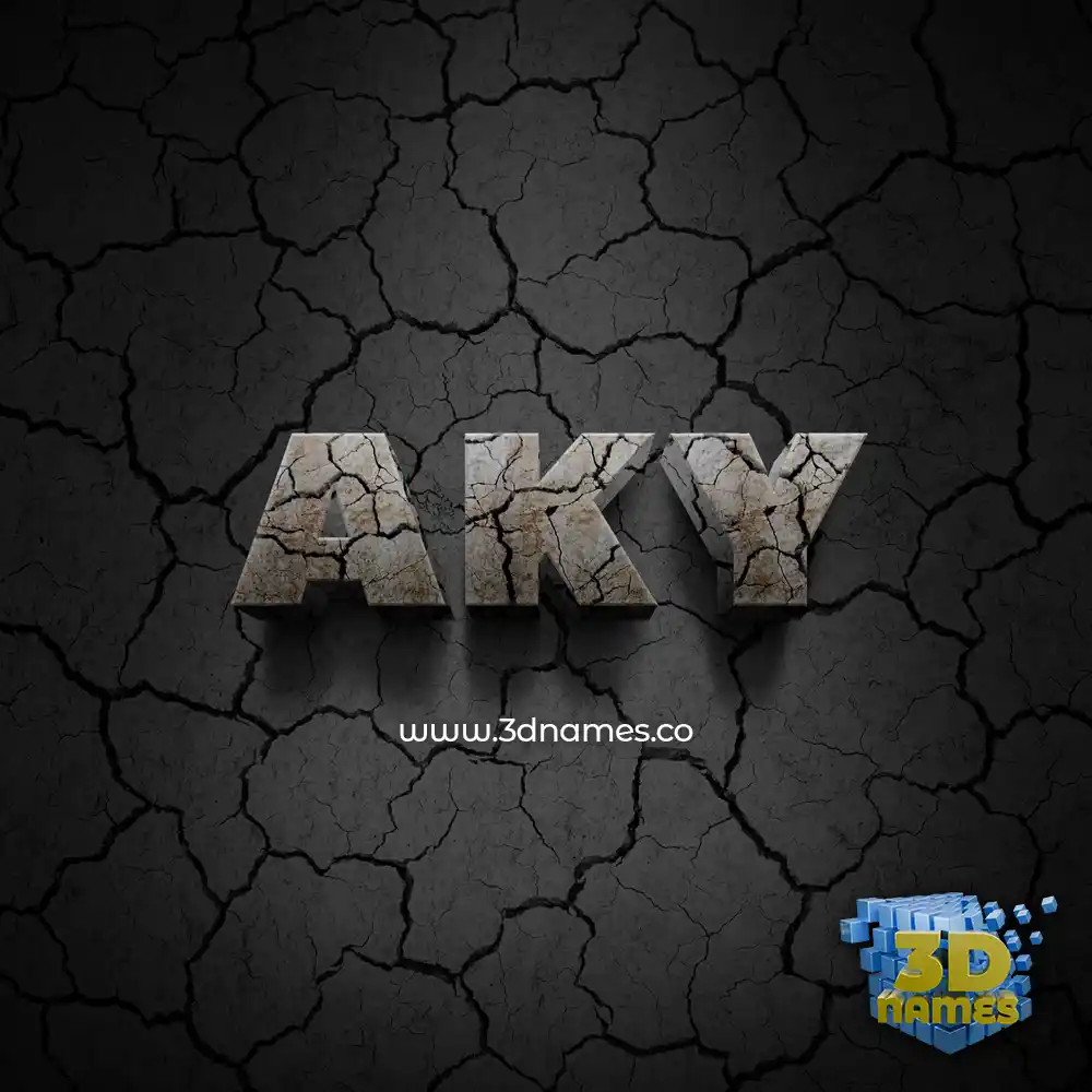 aky in Cracked Stone style - 3D name wallpaper