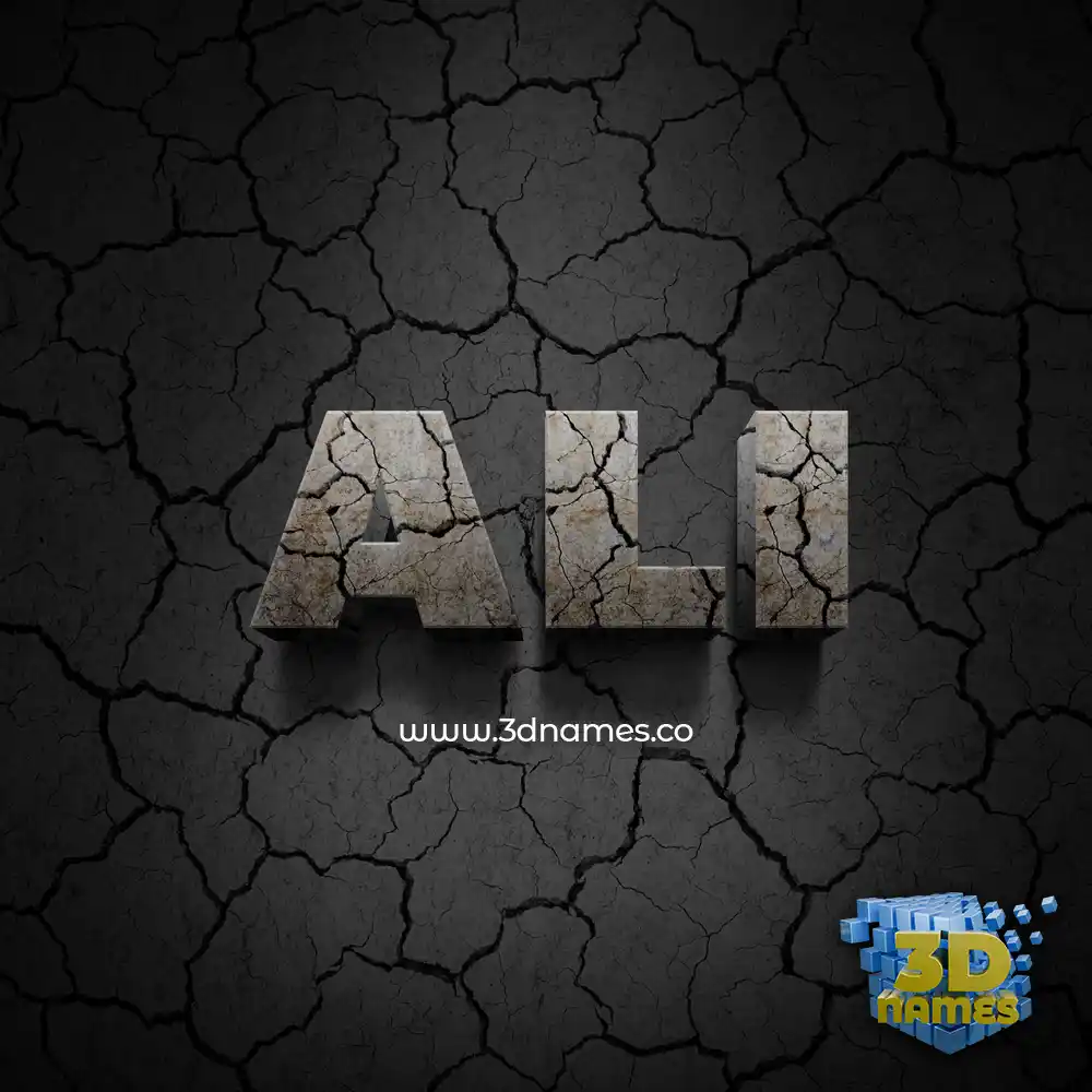ali in Cracked Stone style - 3D name wallpaper