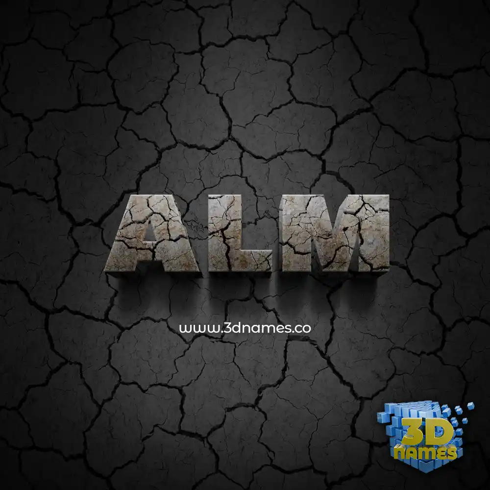 alm in Cracked Stone style - 3D name wallpaper