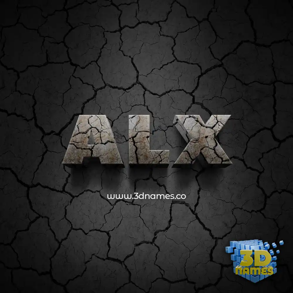 alx in Cracked Stone style - 3D name wallpaper