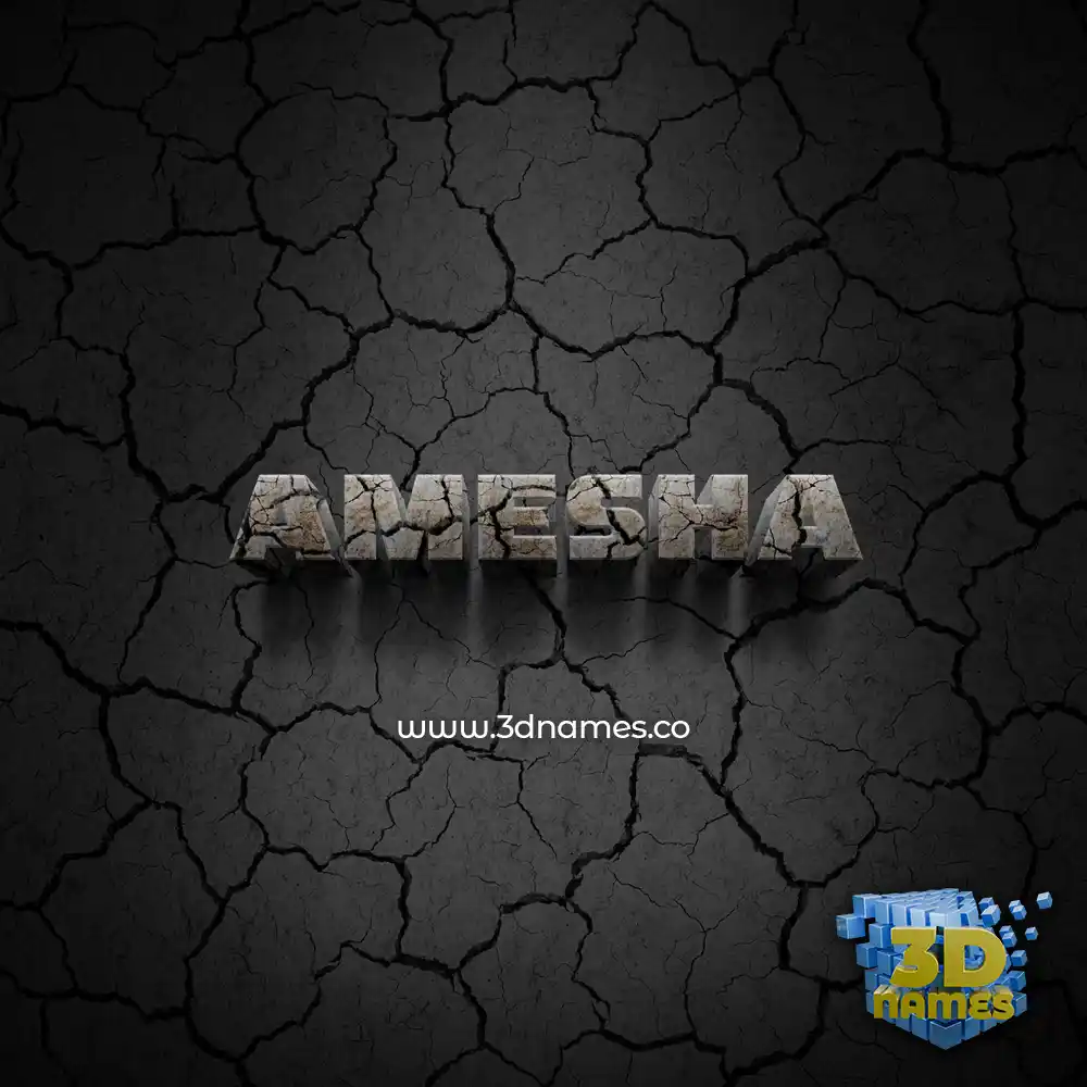 amesha in Cracked Stone style - 3D name wallpaper