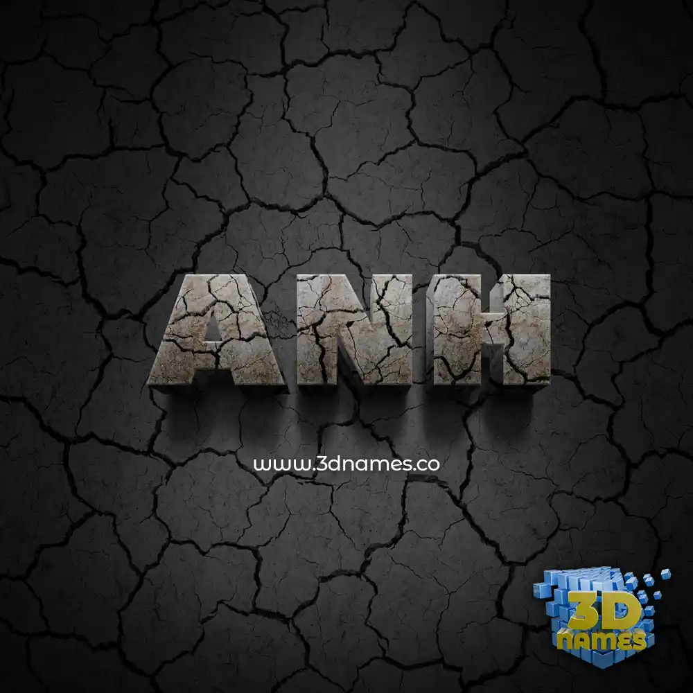 anh in Cracked Stone style - 3D name wallpaper