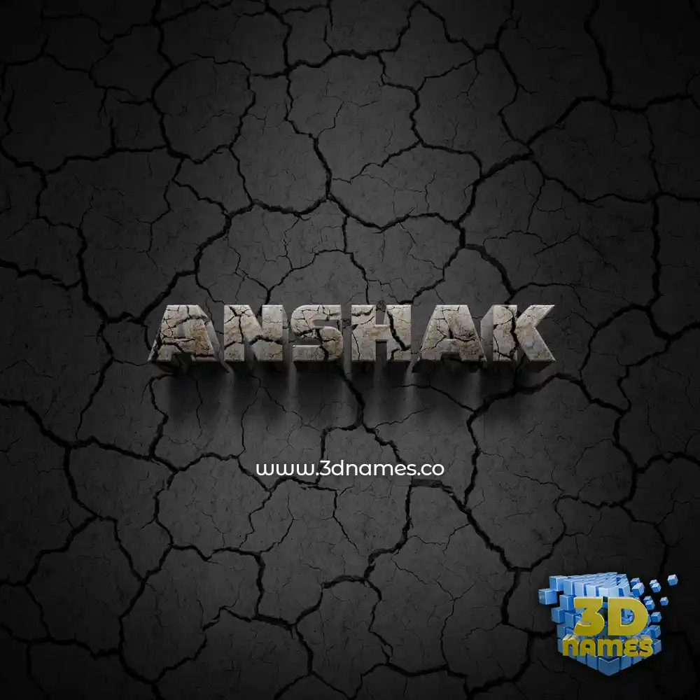 anshak in Cracked Stone style - 3D name wallpaper