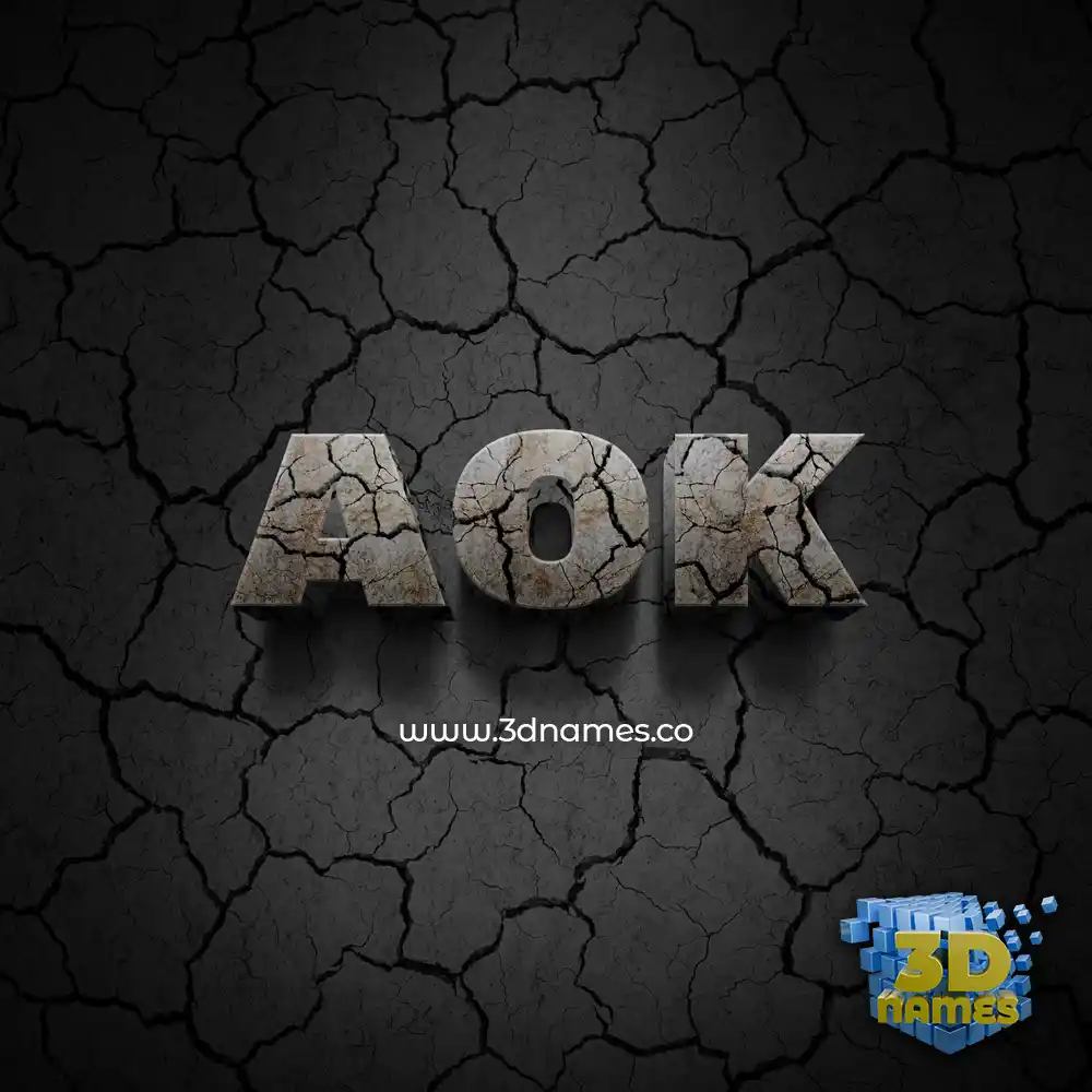 aok in Cracked Stone style - 3D name wallpaper