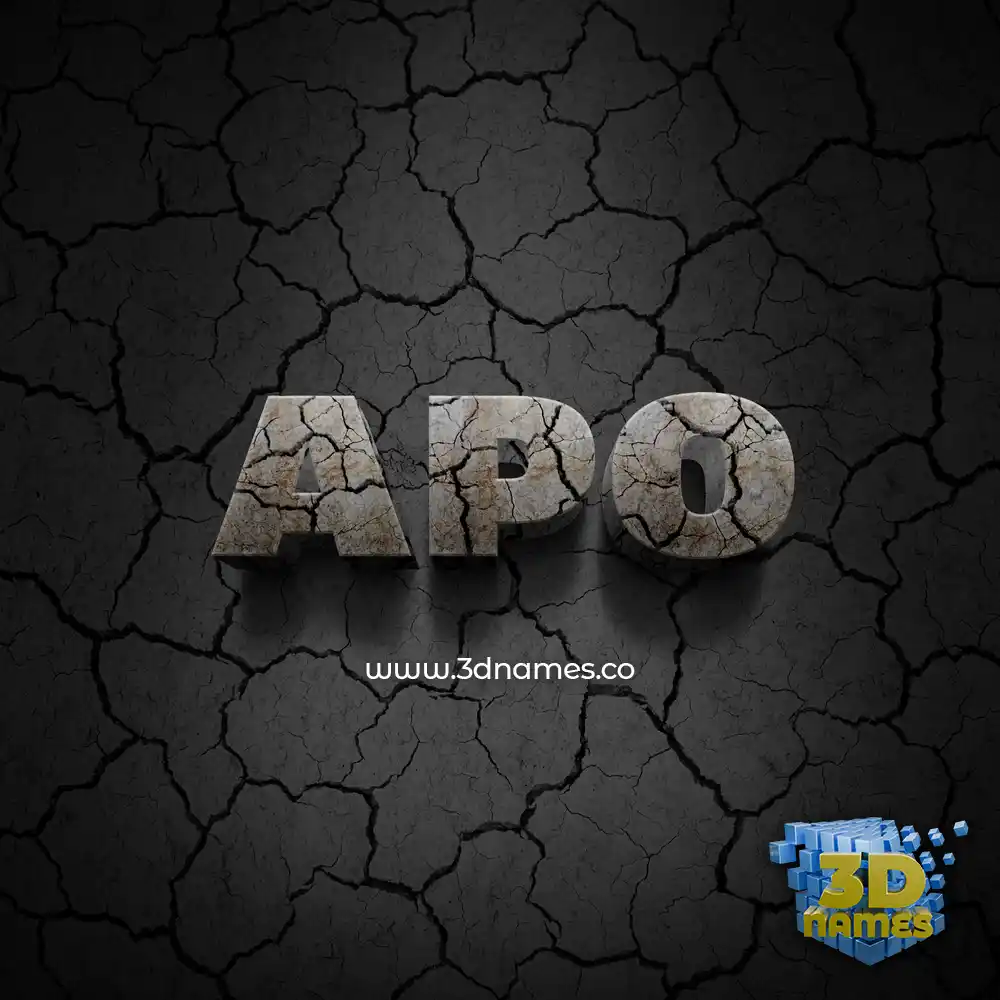 apo in Cracked Stone style - 3D name wallpaper