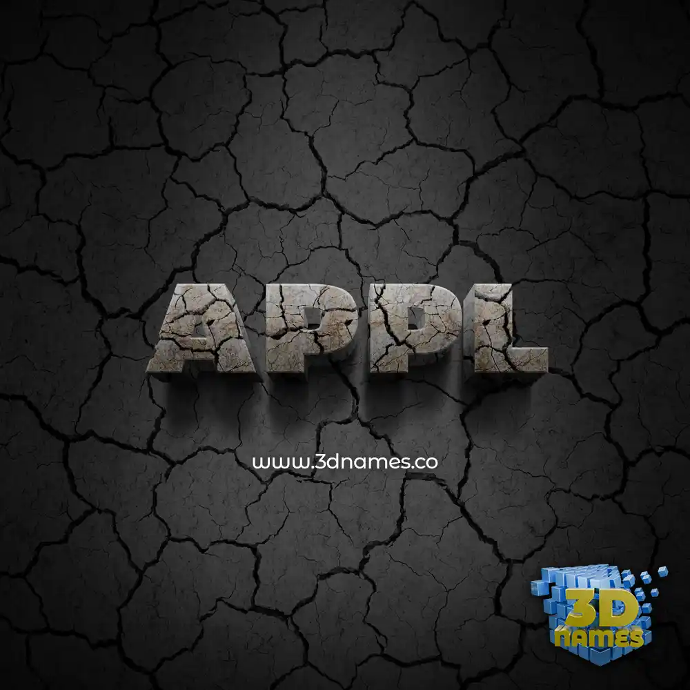 appl in Cracked Stone style - 3D name wallpaper