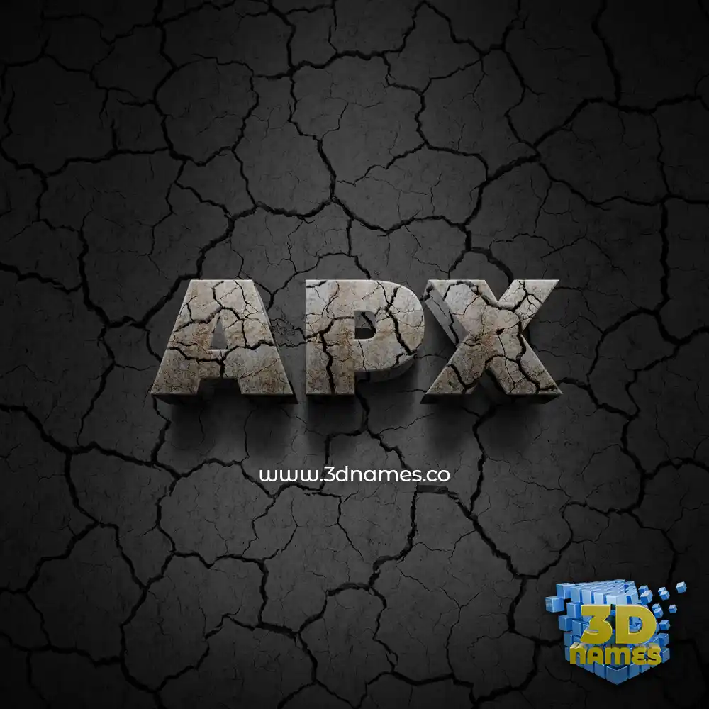 apx in Cracked Stone style - 3D name wallpaper
