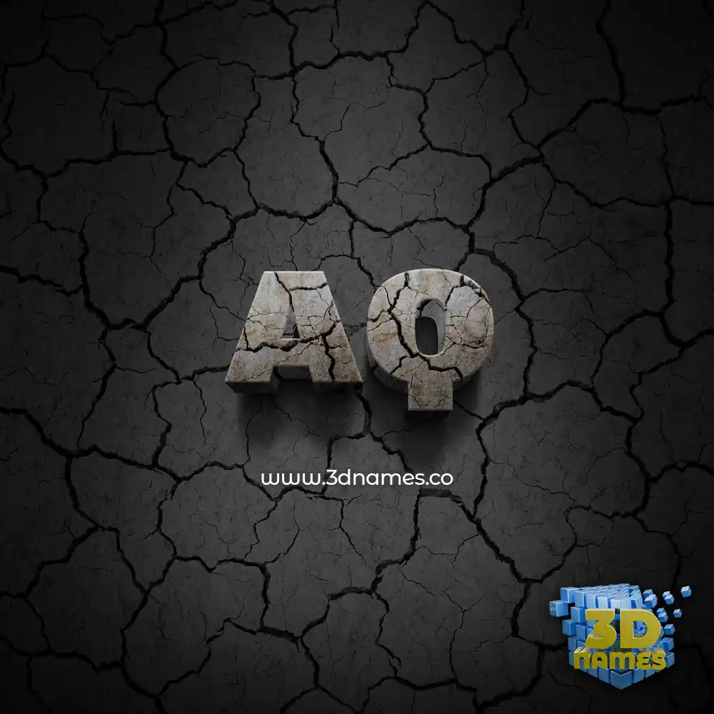 aq in Cracked Stone style - 3D name wallpaper