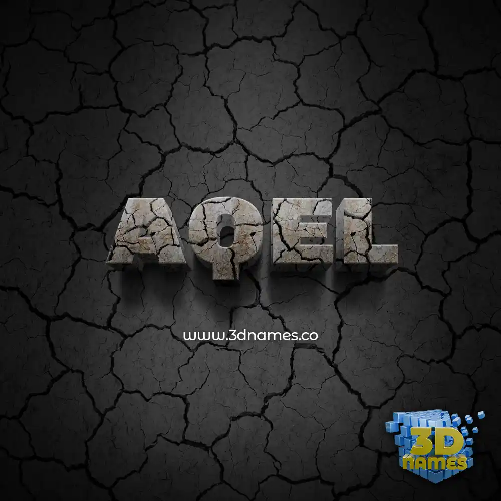 aqel in Cracked Stone style - 3D name wallpaper