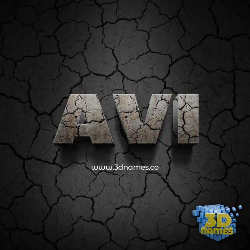 avi in Cracked Stone style - 3D name wallpaper